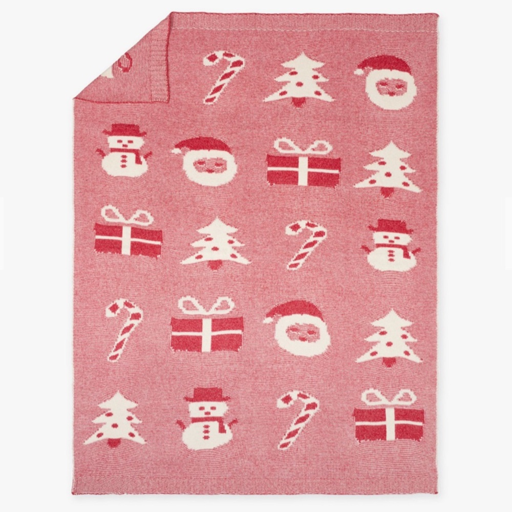 Pottery Barn Kids Red and White Knit Blanket NEW